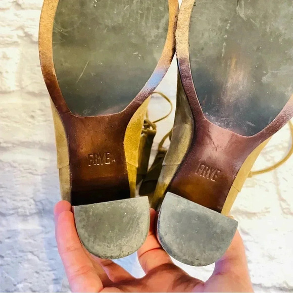 FRYE Women's Gabby Ghillie Block Heel Sandal Peep Toe Lace Up Bootie - Picture 11 of 15